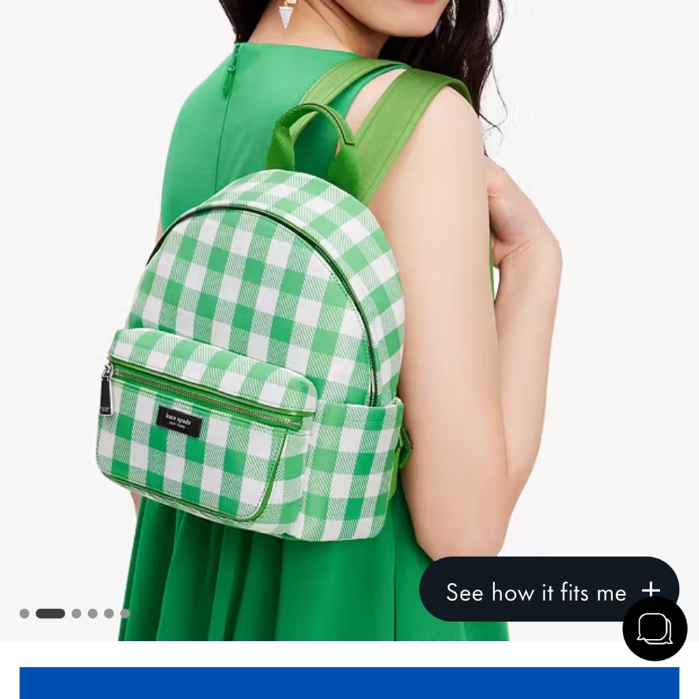 Kate Spade ♠️ Sam Icon Gingham Printed Fabric Small Backpack. BNWOT